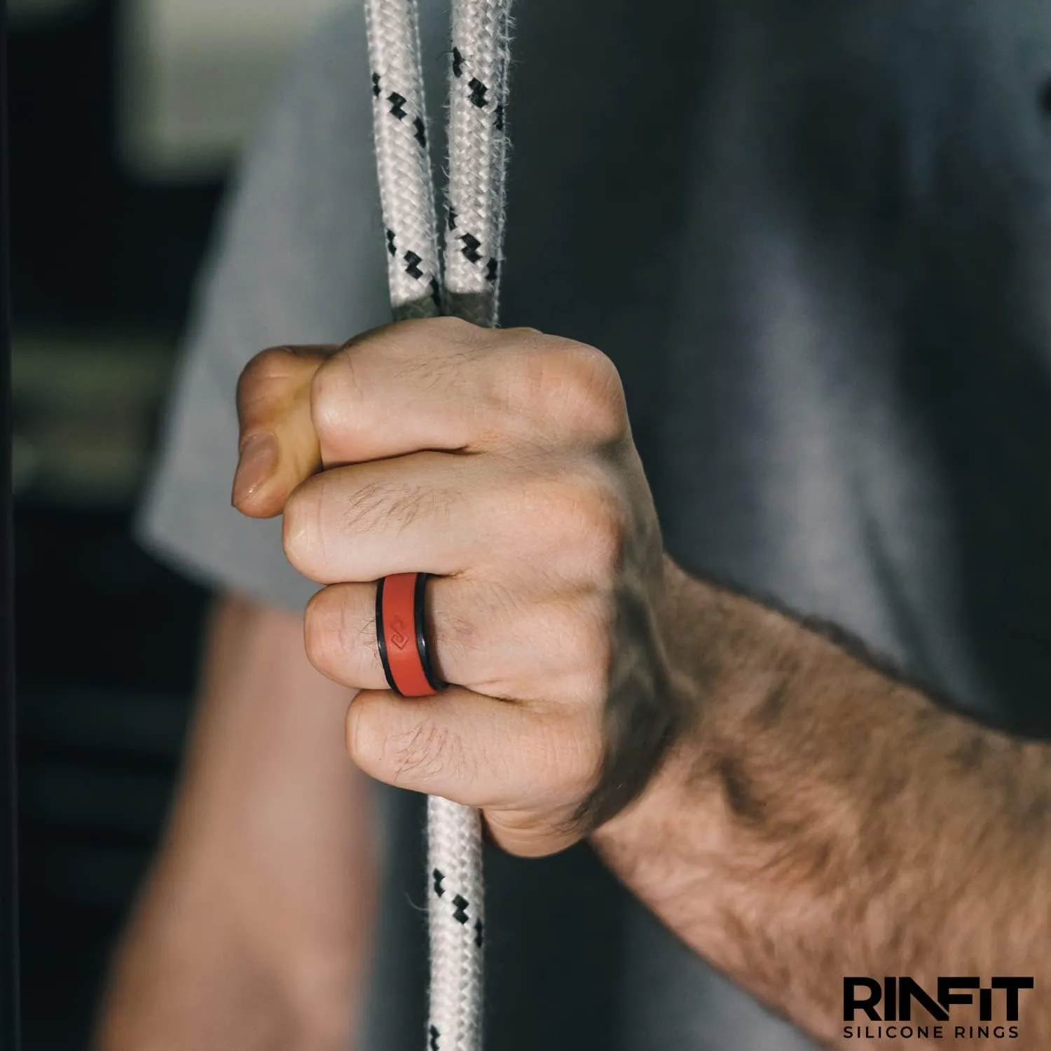 Rinfit Silicone Rings for Men 9mm Wide, 2mm Thick - Mens Rubber Wedding Bands - Infinity Ring with 2 Layers - Patented Design