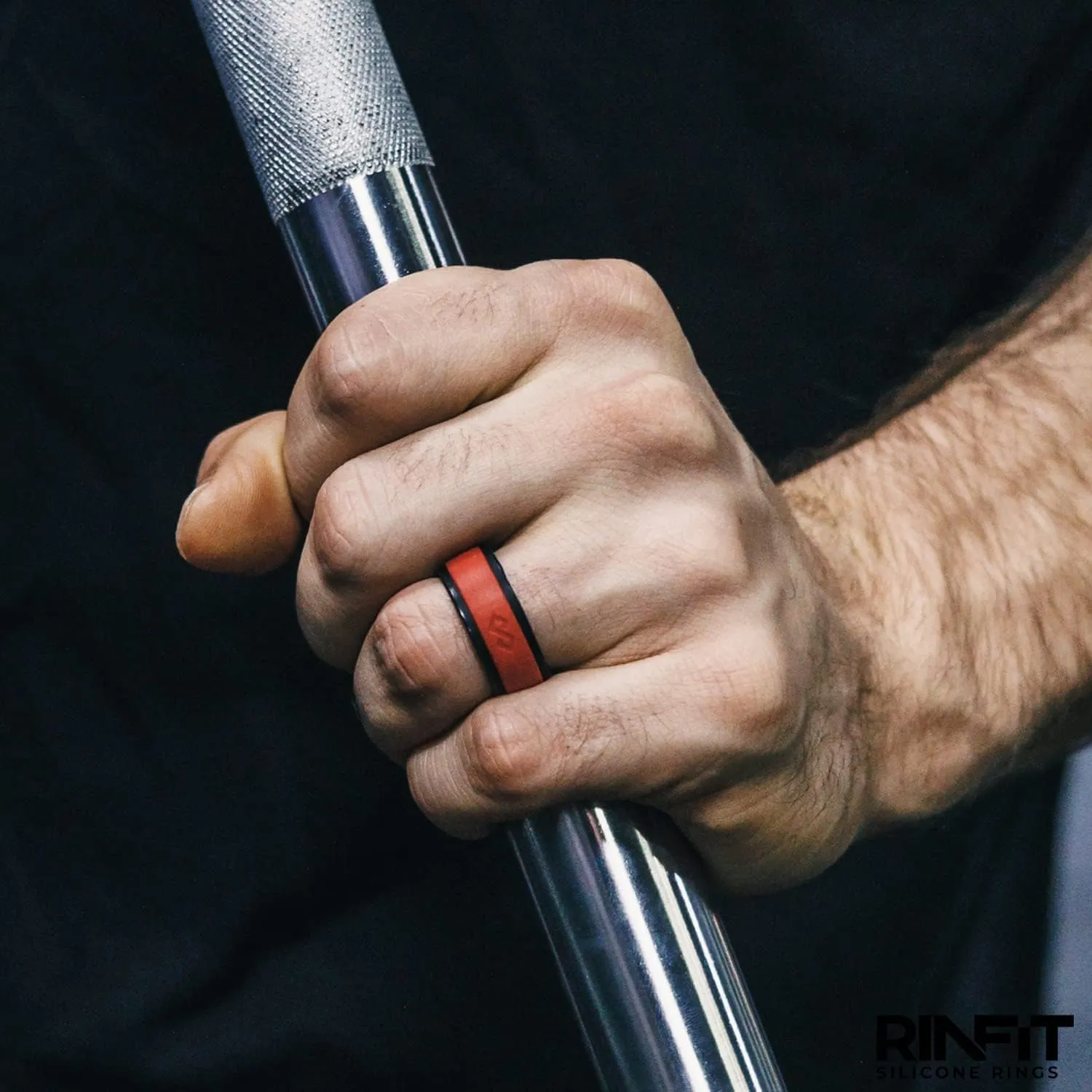 Rinfit Silicone Rings for Men 9mm Wide, 2mm Thick - Mens Rubber Wedding Bands - Infinity Ring with 2 Layers - Patented Design
