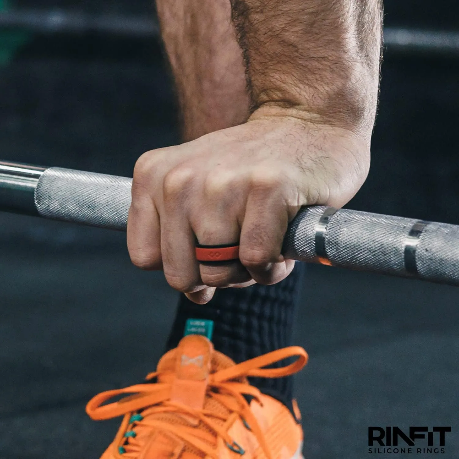 Rinfit Silicone Rings for Men 9mm Wide, 2mm Thick - Mens Rubber Wedding Bands - Infinity Ring with 2 Layers - Patented Design