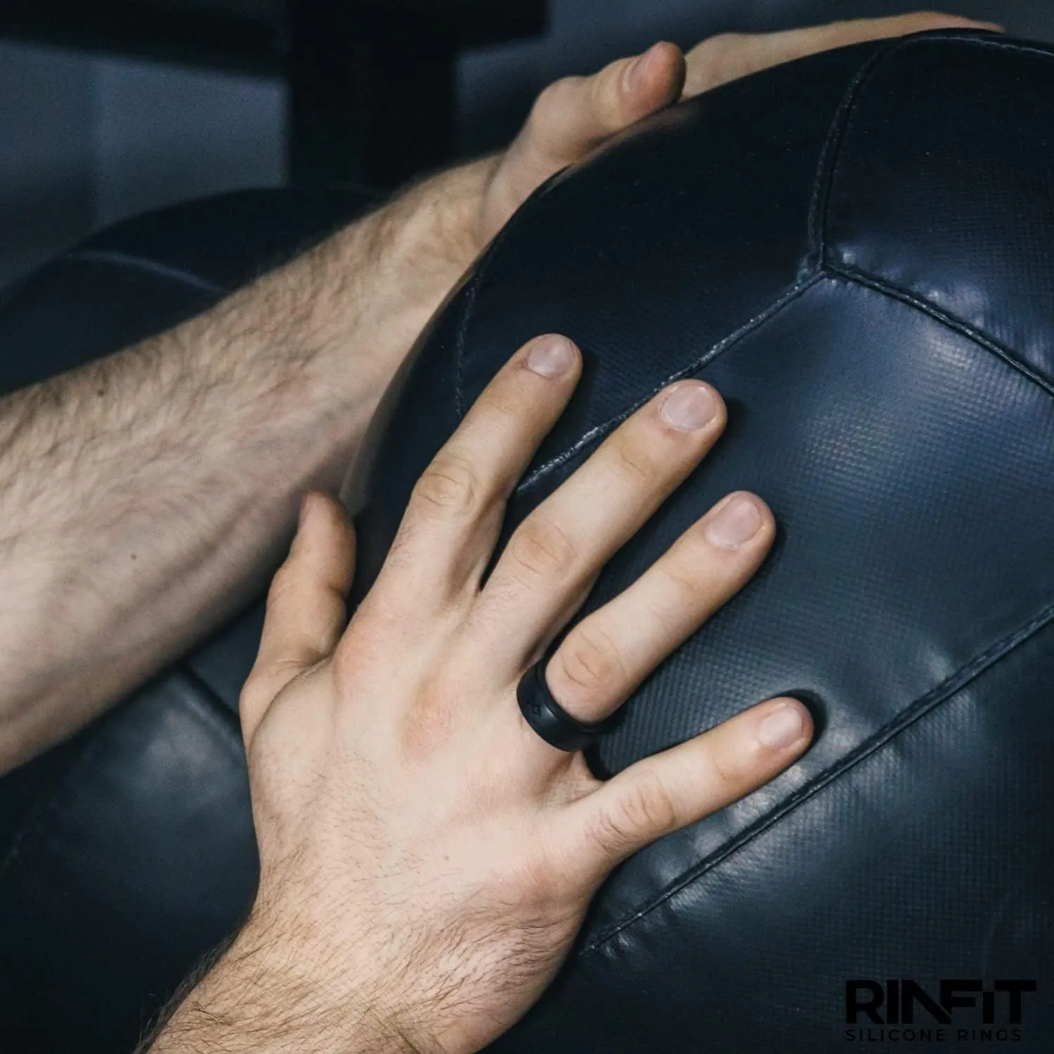 Rinfit Silicone Rings for Men 9mm Wide, 2mm Thick - Mens Rubber Wedding Bands - Infinity Silicone Rings for Him - Patented Design - Black, Size 10