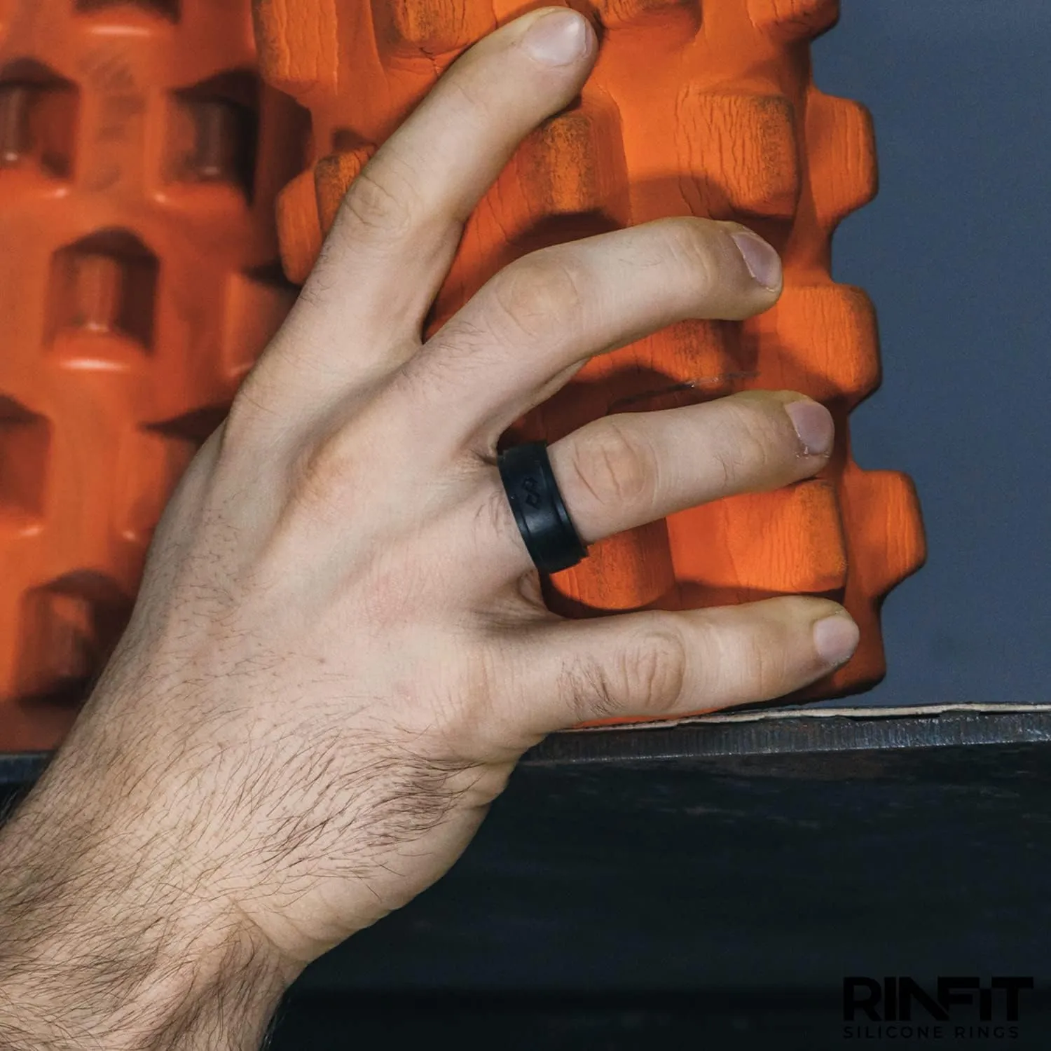 Rinfit Silicone Rings for Men 9mm Wide, 2mm Thick - Mens Rubber Wedding Bands - Infinity Silicone Rings for Him - Patented Design - Black, Size 10