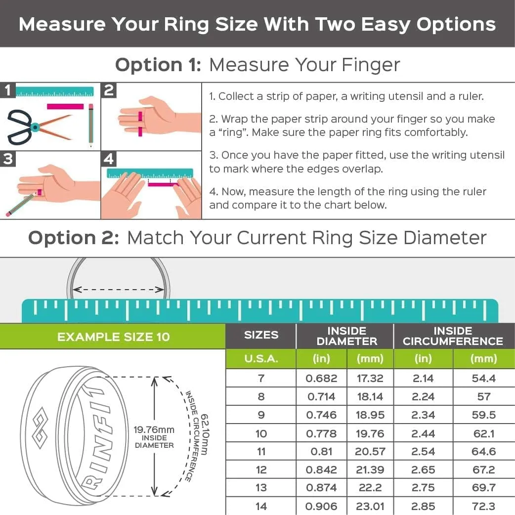 Rinfit Silicone Rings for Men 9mm Wide, 2mm Thick - Mens Rubber Wedding Bands - Infinity Silicone Rings for Him - Patented Design - Black, Size 10