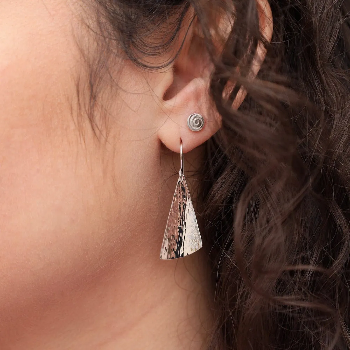 Small Tapered Hammered Dangle Earrings