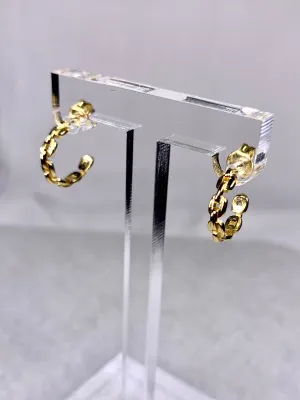 Sterling Small Link Hoop Earring-Gold