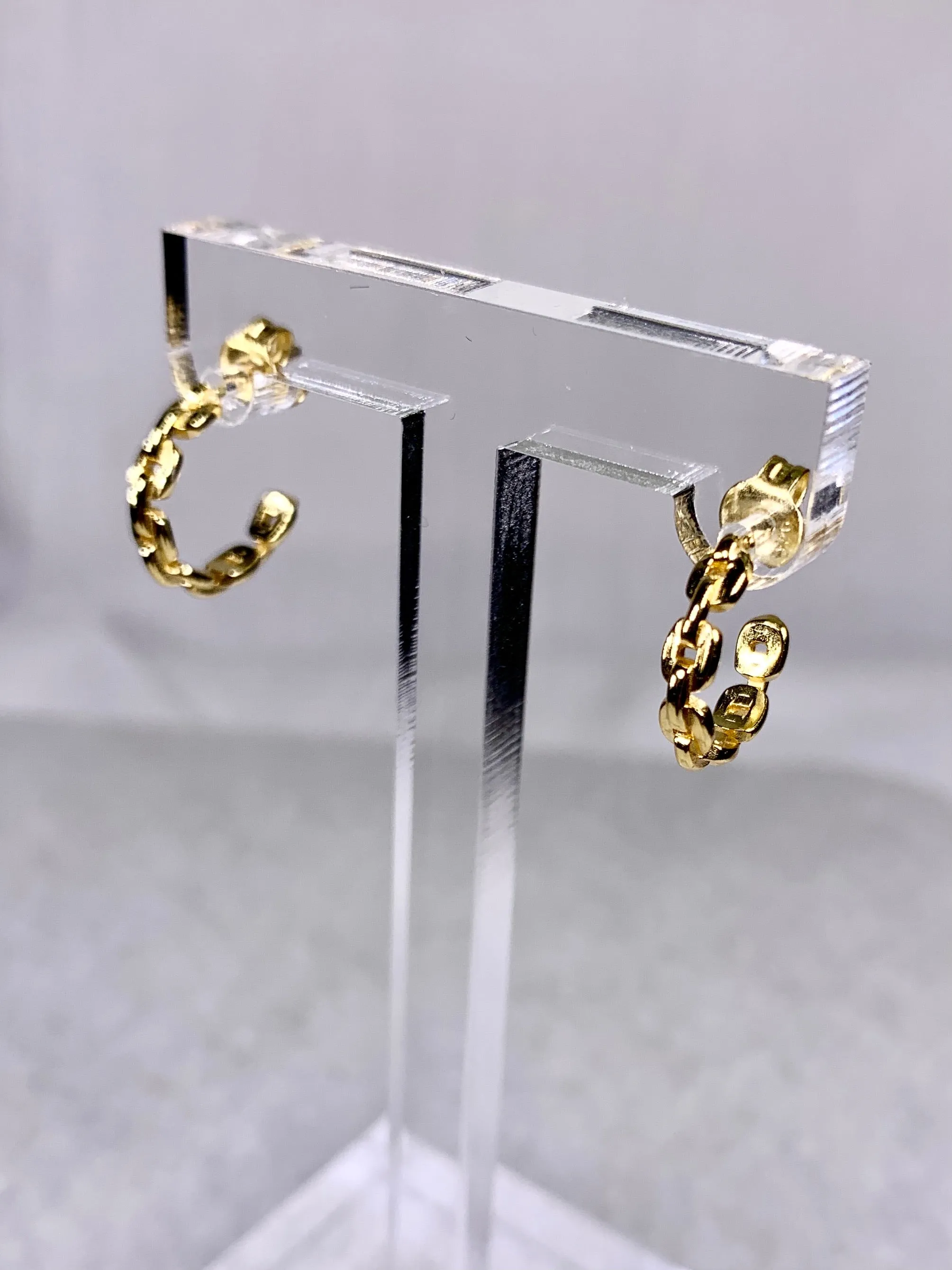 Sterling Small Link Hoop Earring-Gold