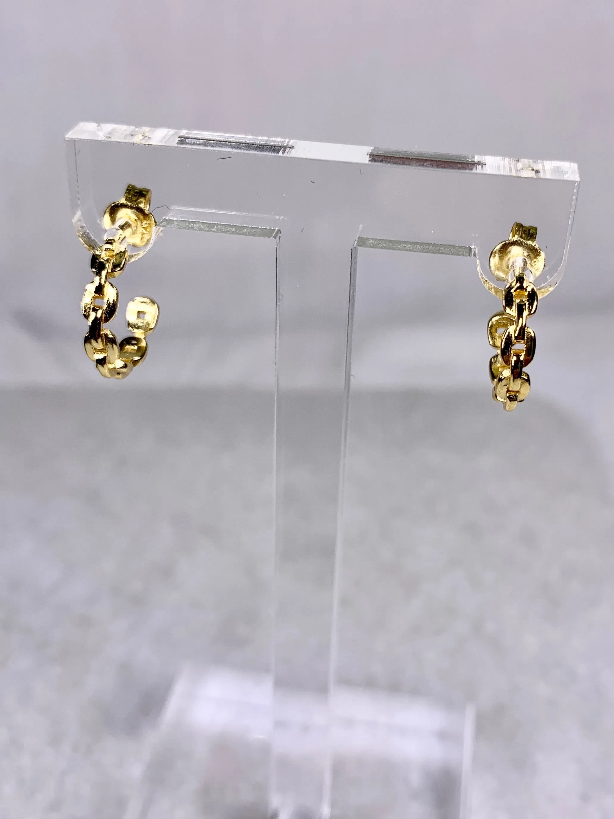 Sterling Small Link Hoop Earring-Gold