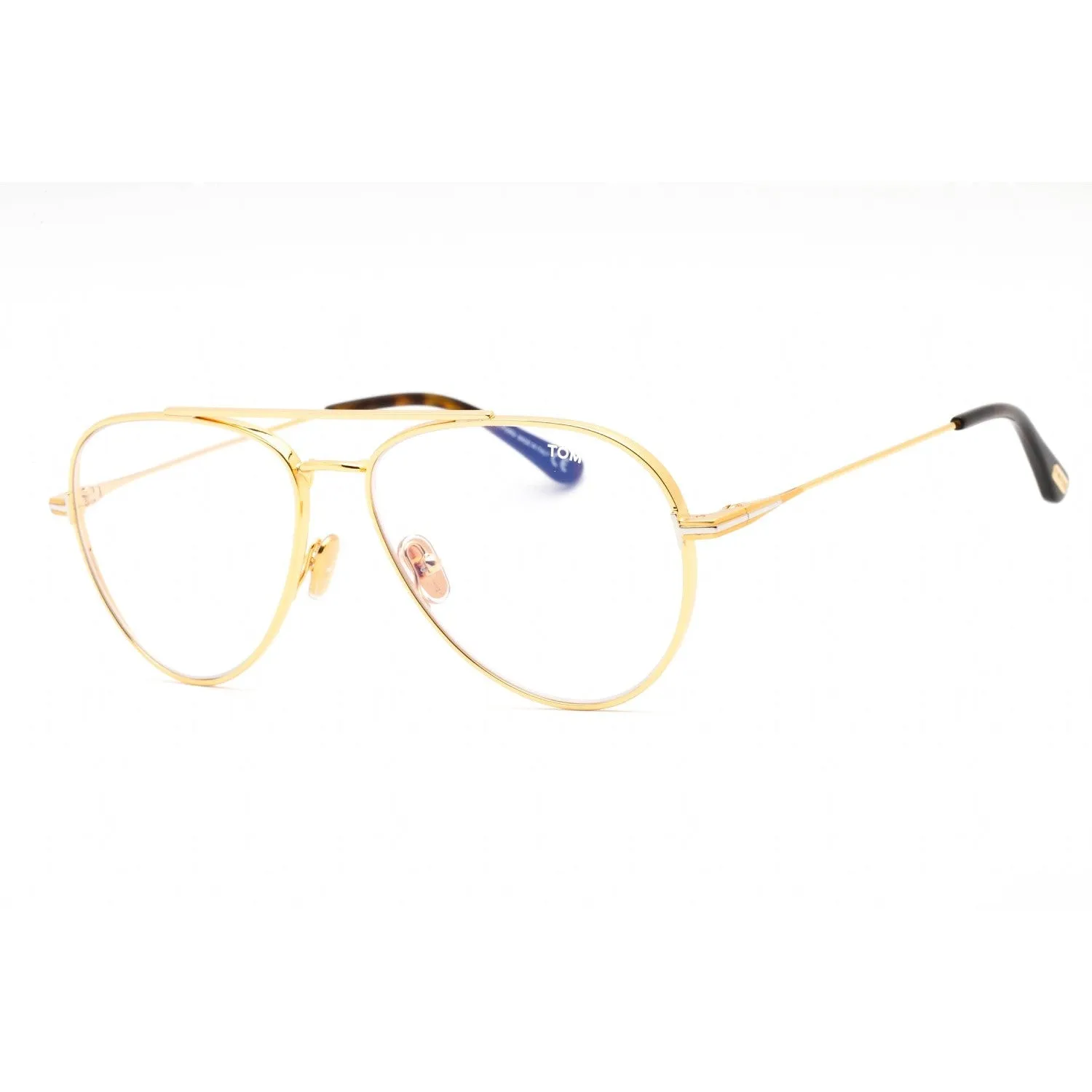 Tom Ford FT5800-B Eyeglasses shiny deep gold/Clear/Blue-light block lens Unisex