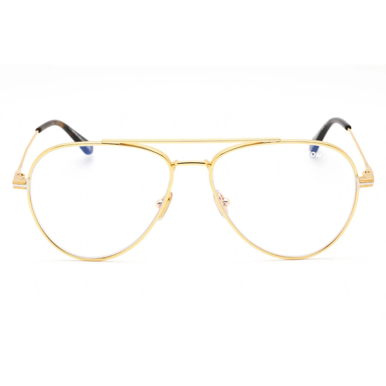 Tom Ford FT5800-B Eyeglasses shiny deep gold/Clear/Blue-light block lens Unisex