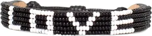 Ubuntu Life Beaded Leather LOVE Bracelet  Handmade Genuine Leather and Glass Bead Bracelet with Slide Closure, Stackable Bracelets for Women and Men