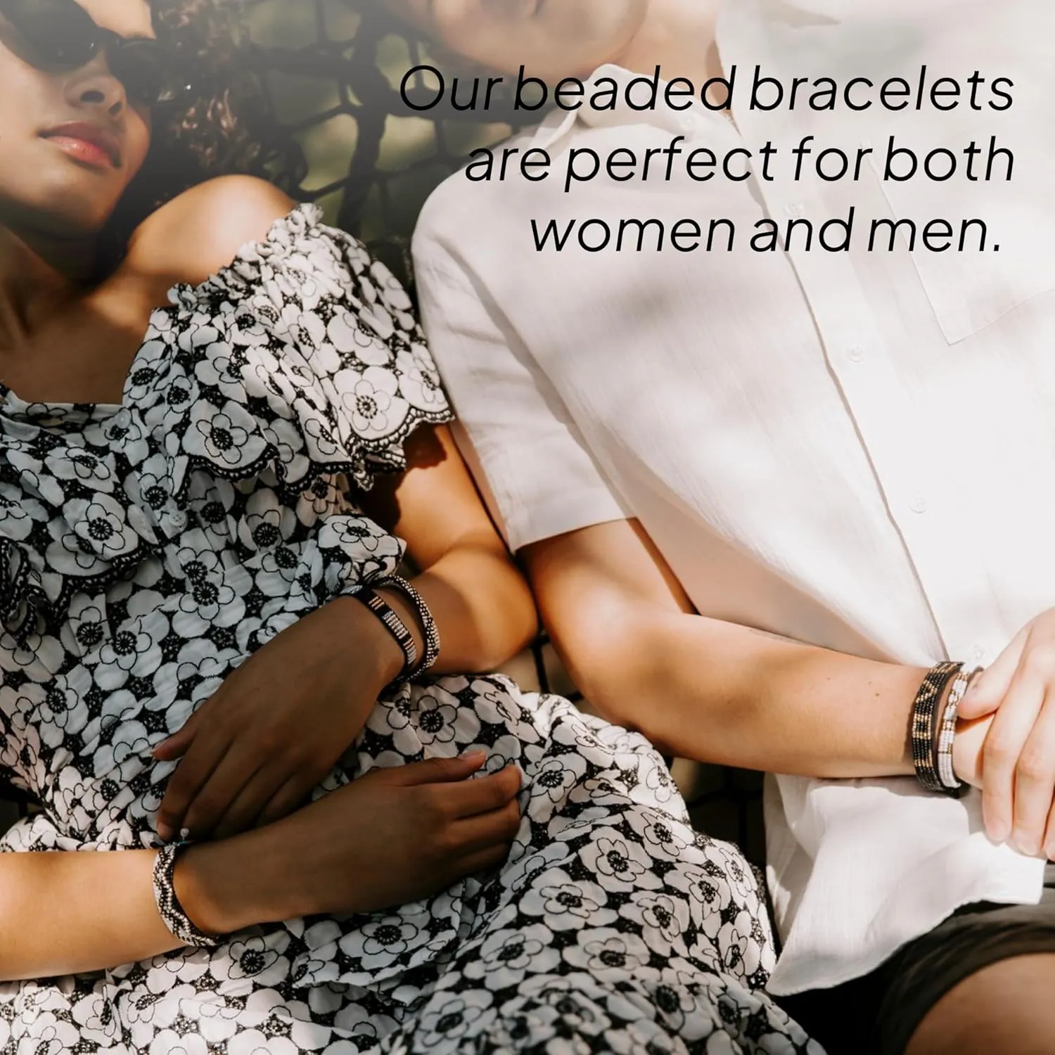 Ubuntu Life Beaded Leather LOVE Bracelet  Handmade Genuine Leather and Glass Bead Bracelet with Slide Closure, Stackable Bracelets for Women and Men