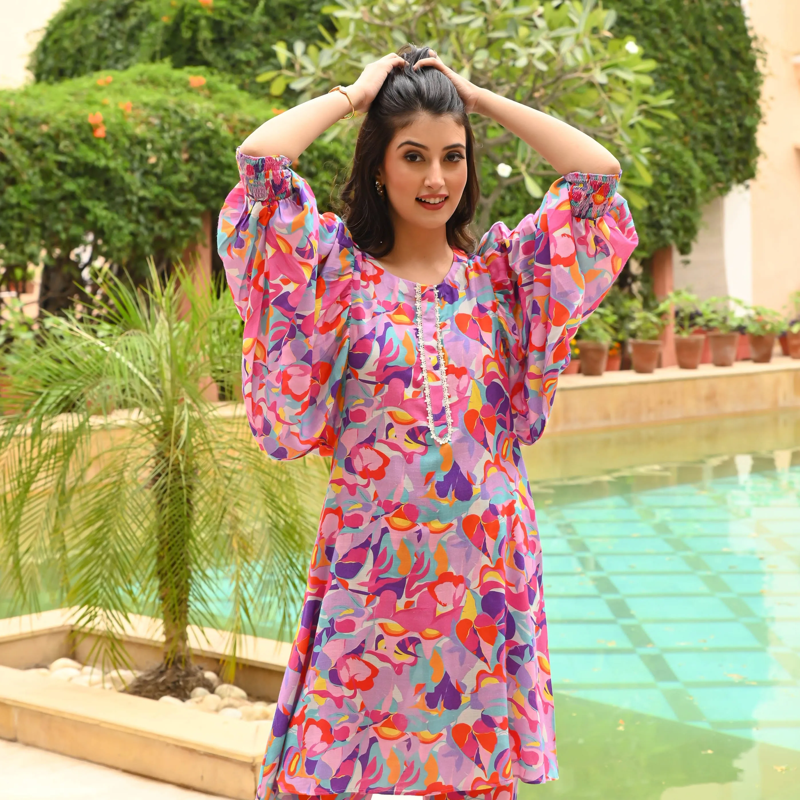 Vibrant Print Kurta Pants