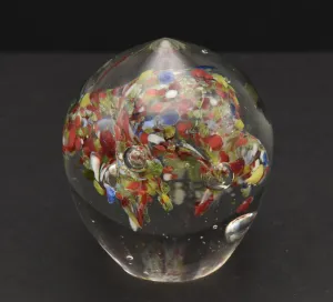 Vintage Handmade Glass Colorful "Confetti" Paperweight