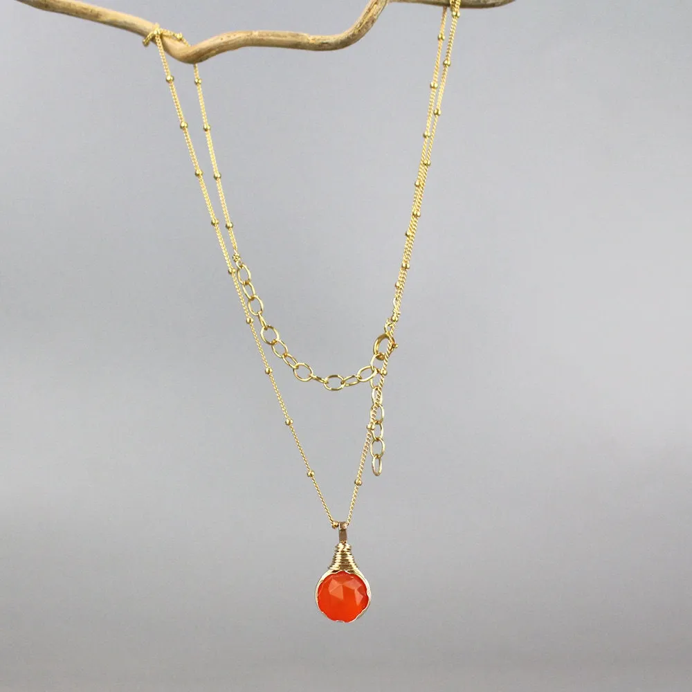 Wire Wrap Carnelian Necklace