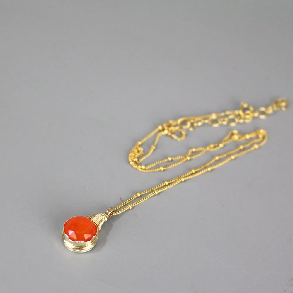 Wire Wrap Carnelian Necklace