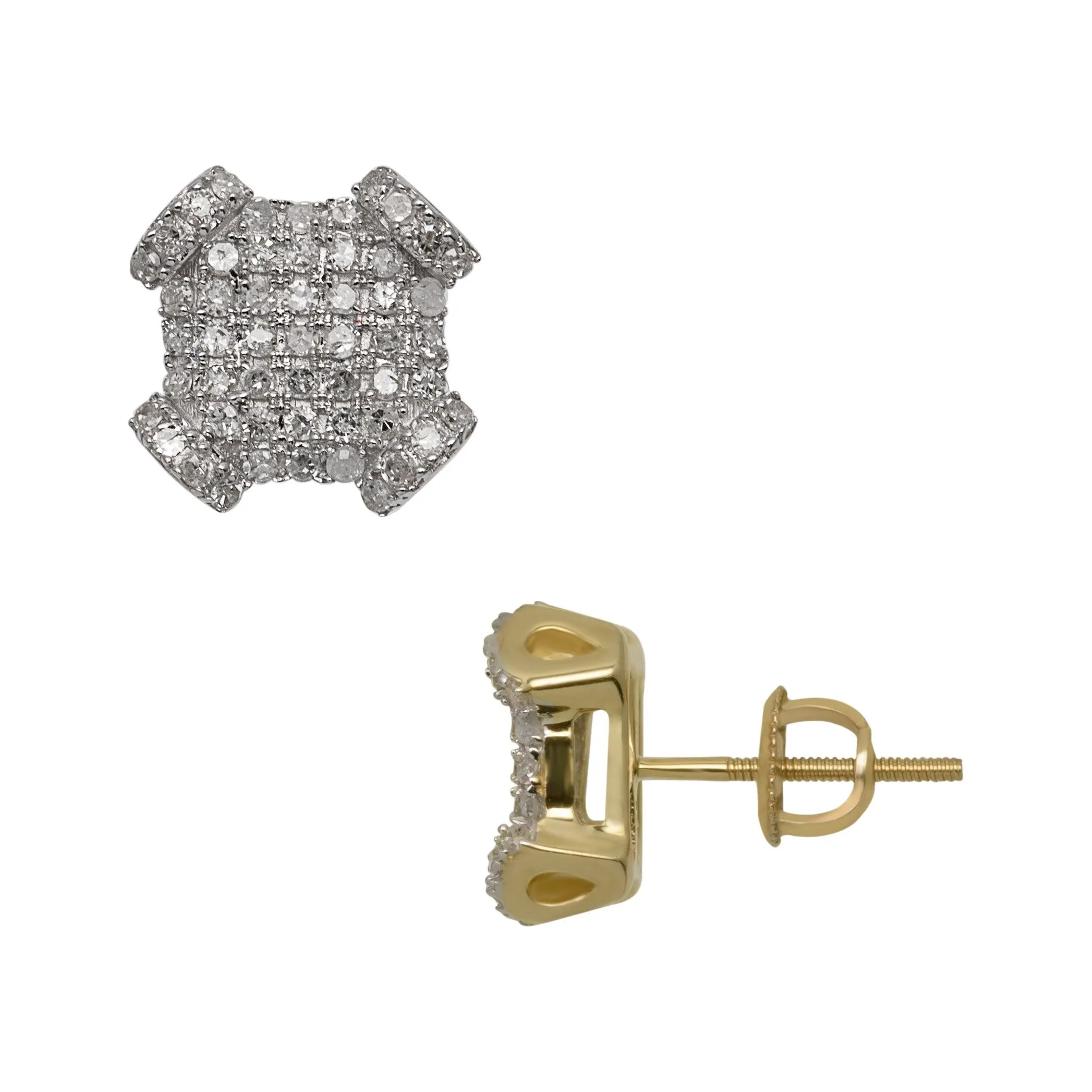Women's Art Deco Micro-Pavé Diamond Stud Earrings 0.60ct 10K Yellow Gold